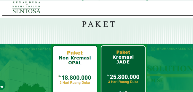 Paket kremasi di Rumah Duka Sentosa.